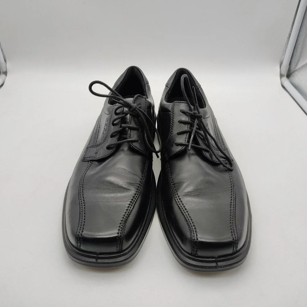 ECCO Helsinki Oxford Mens 42/8.5 Black Leather Bike Toe Lace Up Dress Shoes